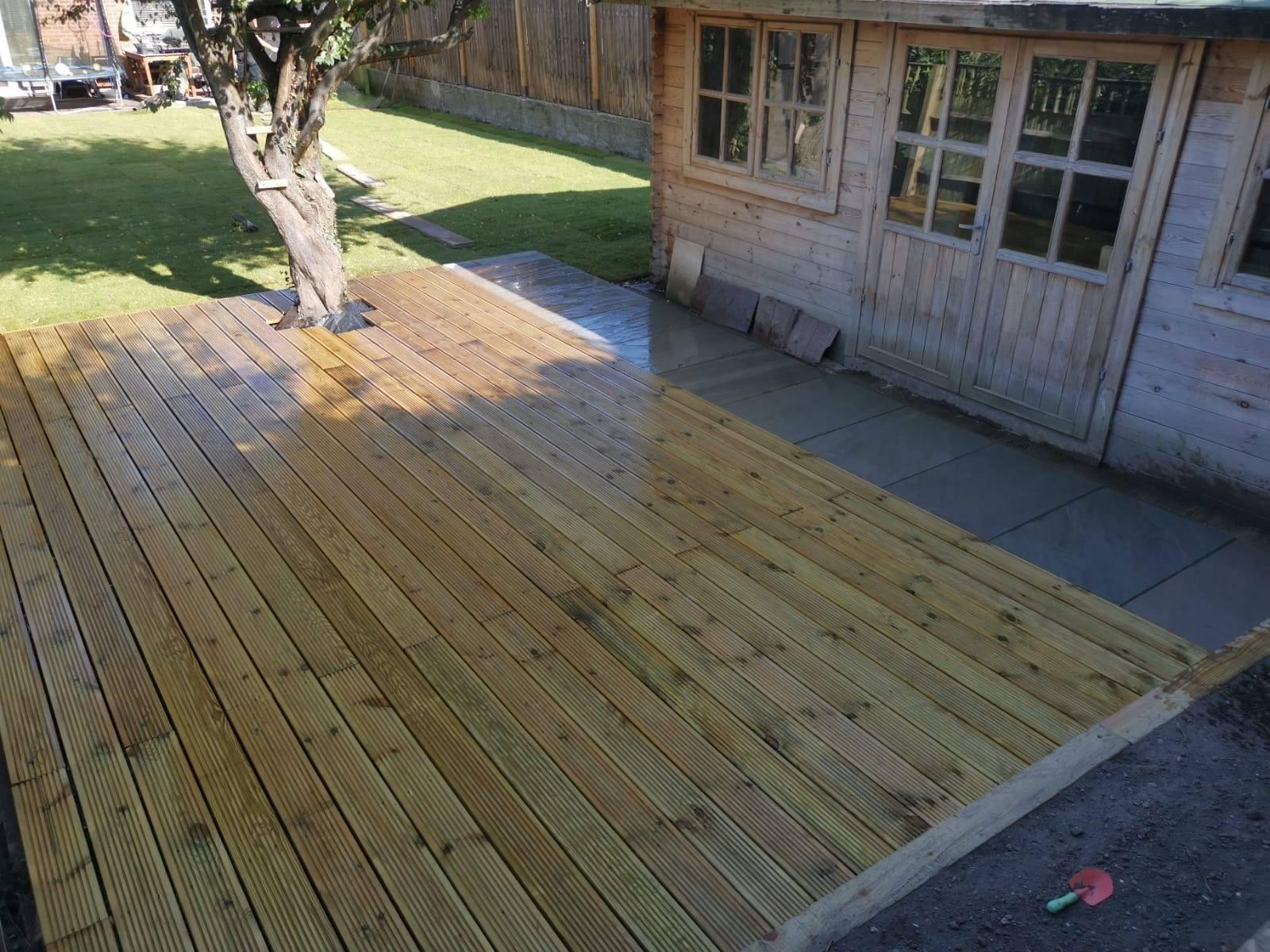decking installation around a tree