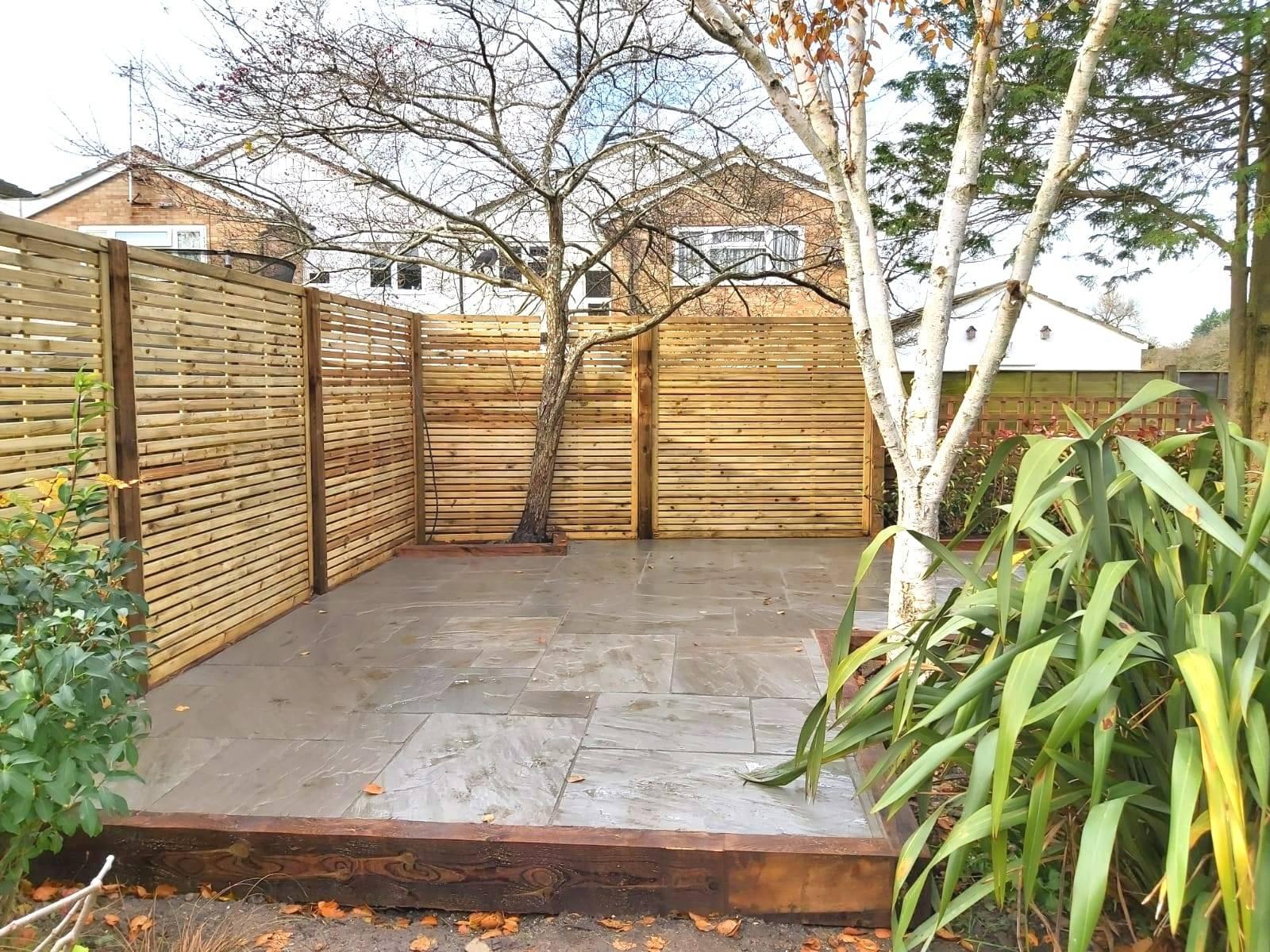 Raised Patio with Sleeper Boarder